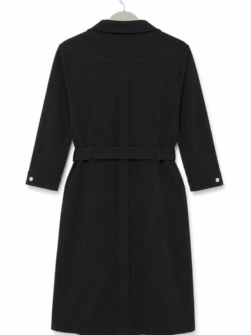 Calvin Klein Women's 14 Black Moto Trench Coat Dress Gold Zip Belted NWT - Picture 3 of 7